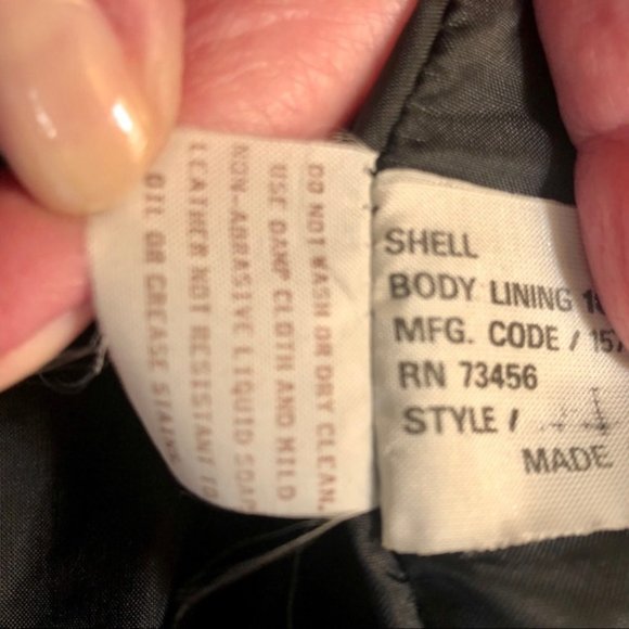 VINTAGE 80s Leather Jacket Black Bomber Oversized Batwing Sleeve Comint Large - Picture 14 of 16